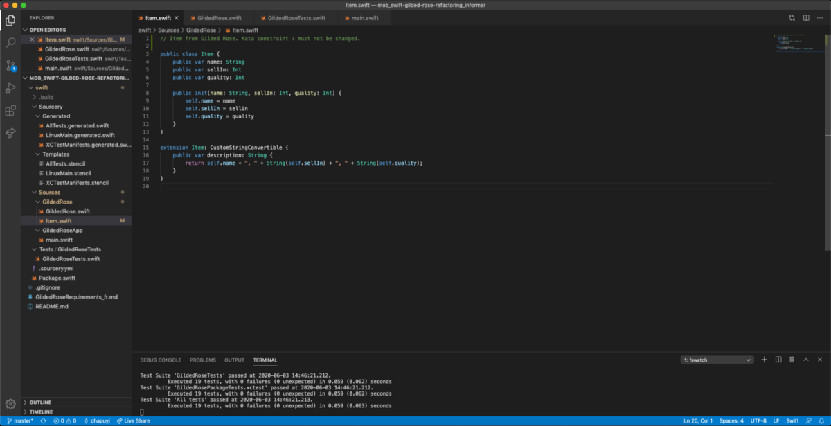 Screenshot from Visual Studio Code with a terminal panel at the bottom.